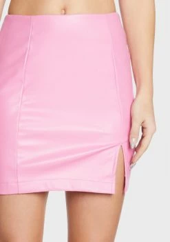 Pretty Garbage Bottoms Pink Vegan Leather Mini Skirt