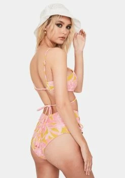 Power 2 The Flower Golden Fleur Anna Ruched Side Bikini Bottoms