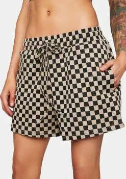 Pretty Garbage Bottoms Checkered Print Lounge Shorts