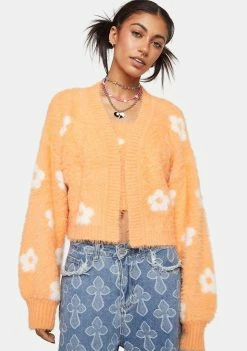 Pretty Garbage Tops Ditsy Floral Eyelash Cardigan