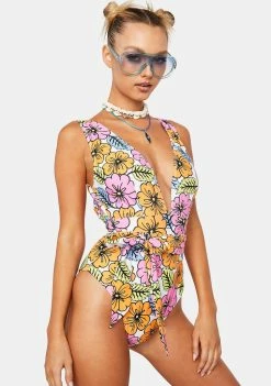 Hustler Floral Wrap-Around Swimsuit