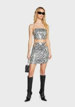Pretty Garbage Zebra Sequin Tube Top Tops