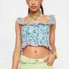 Another Girl Smocked Ditsy Crop Top