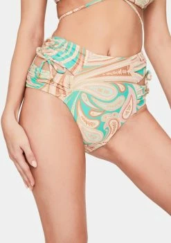 Power 2 The Flower Swim Paisley Rosetta High Waist Bikini Bottoms