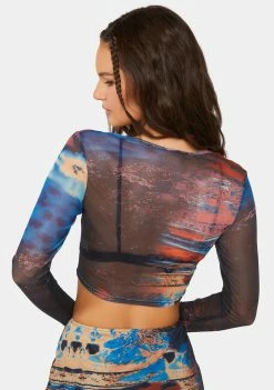 Top 10 π Pretty Garbage Scenic Print Mesh Crop Top π 9 Pretty Garbage Scenic Print Mesh Crop Top