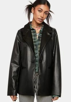 Pretty Garbage Vegan Leather Oversized Blazer