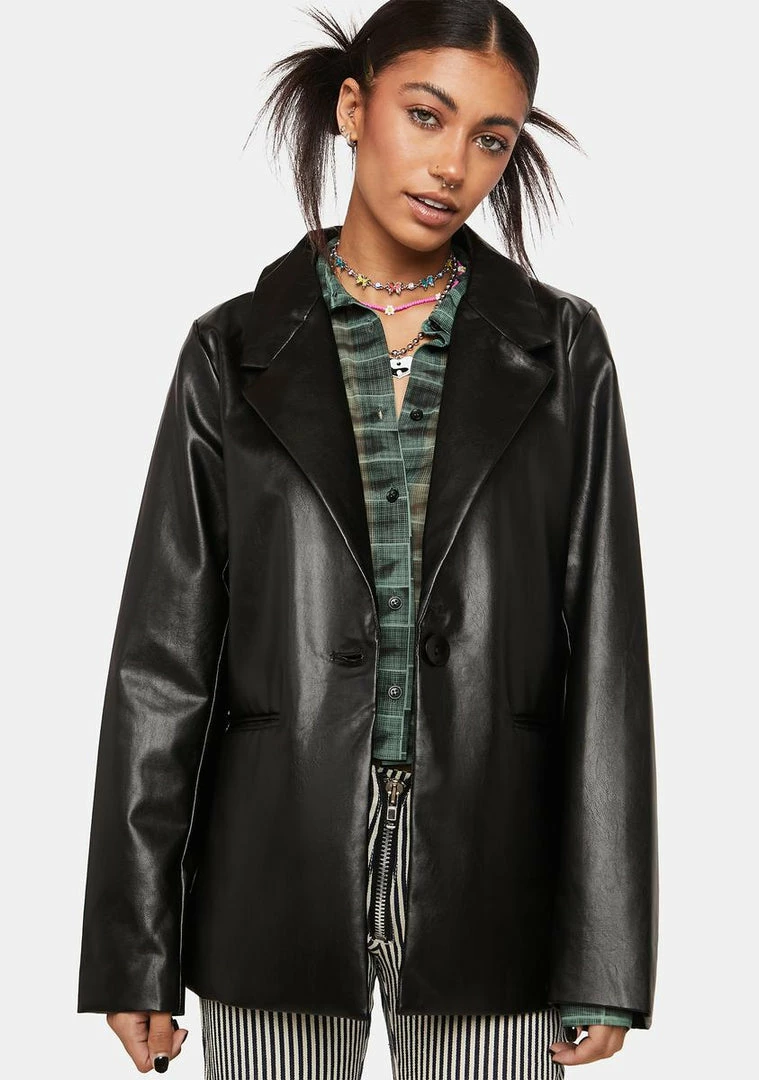 Brand new β€οΈ Pretty Garbage Vegan Leather Oversized Blazer π― 3 Pretty Garbage Vegan Leather Oversized Blazer