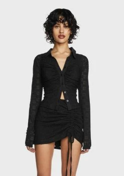 Pretty Garbage Lace Knit Button Up Shirt