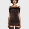 Pretty Garbage Brown Faux Fur Trim Mini Dress