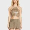 Pretty Garbage Sequin Plaid Halter Top