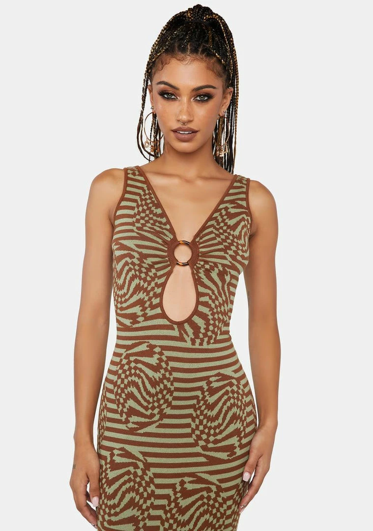 New β Another Girl Celeste Optical Stripe Knit Midi π Dress π 4 Another Girl Celeste Optical Stripe Knit Midi Dress