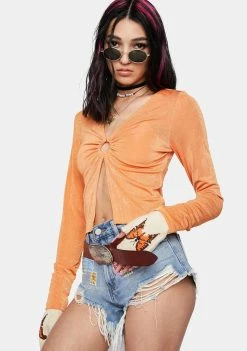 Pretty Garbage Open Front Crop Top Tops