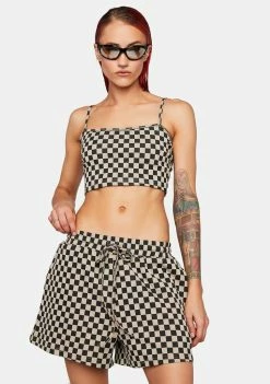 Pretty Garbage Bottoms Checkered Print Lounge Shorts