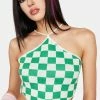Discount π Pretty Garbage Green Checkered Open Back Halter Top Crop Halter Top π€© 1 Pretty Garbage Green Checkered Open Back Halter Top Crop Halter Top