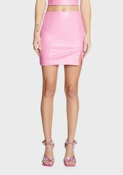Pretty Garbage Bottoms Pink Vegan Leather Mini Skirt