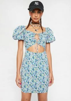 Another Girl Front Lace Up Ditsy Mini Dress Slip Dress