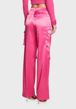 Pretty Garbage Pink Satin Cargo Pants Bottoms