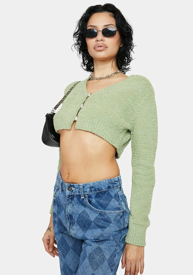 Cheapest π Pretty Garbage Sage Knit Cropped Long Sleeve Cardigan Tops π€© 4 Pretty Garbage Sage Knit Cropped Long Sleeve Cardigan Tops