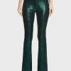 Pretty Garbage Bottoms Dark Green Sequin Flared Pants