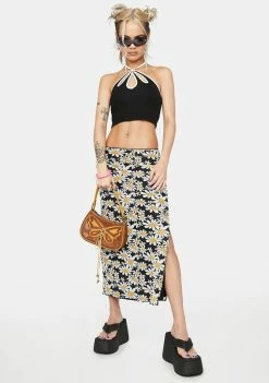 Pretty Garbage Ditsy Floral Slit Maxi Skirt