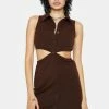 Pretty Garbage Dresses Mocha Cut Out Ribbed Mini Dress
