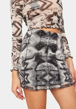 Pretty Garbage Bottoms Swirl Mesh Mini Skirt