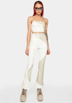 Pretty Garbage Flares Color Block Vegan Leather Pants