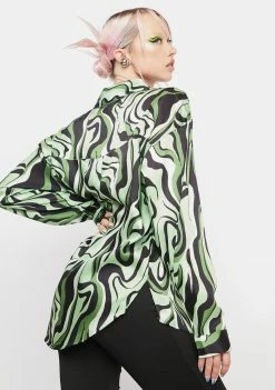 Best deal π Another Girl Tops Green Swirl Print Blouse π 9 Another Girl Tops Green Swirl Print Blouse
