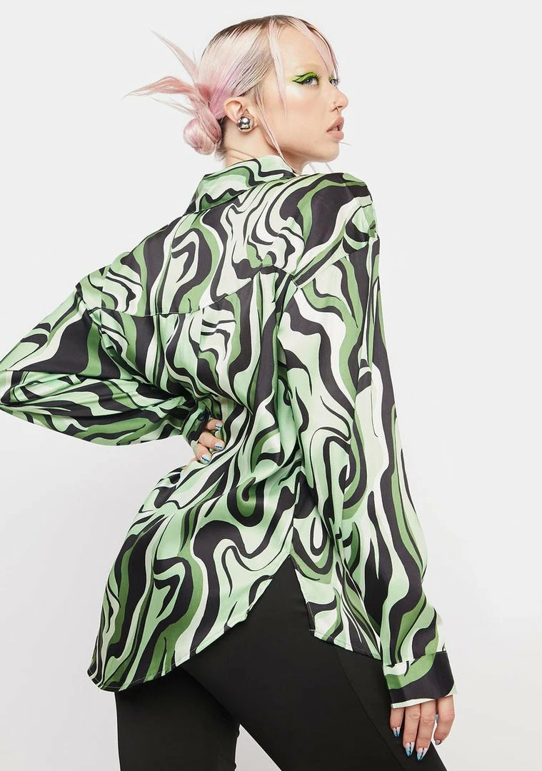 Best deal π Another Girl Tops Green Swirl Print Blouse π 6 Another Girl Tops Green Swirl Print Blouse