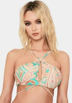 Power 2 The Flower Swim Paisley Maggie Crossover Bikini Top