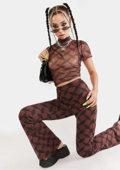 New π Another Girl Tops Recycled Brown Geo Mesh Crop Top π 7 Another Girl Tops Recycled Brown Geo Mesh Crop Top