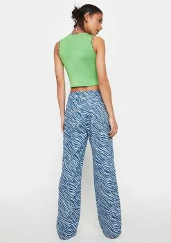 Pretty Garbage Zebra Print Wide Leg Jeans Trousers