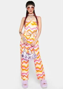 Another Girl Wavy Print Cropped Straight Leg Trousers