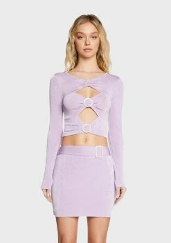 Pretty Garbage Jewel Trim Long Sleeve Top