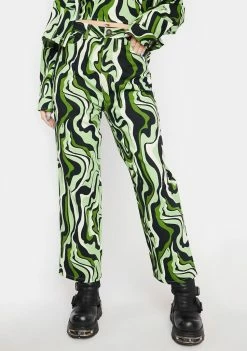 Another Girl Green Swirl Print Trousers