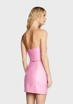 Pretty Garbage Pink Vegan Leather Tube Top Tops