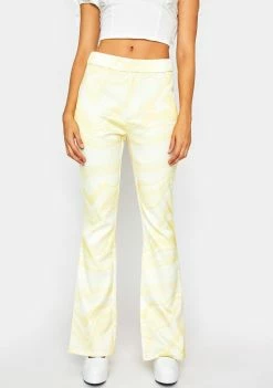 Another Girl Bottoms Lemon Psychedelic Flare Pants