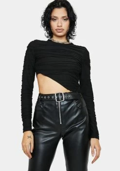 Pretty Garbage Tops Asymmetrical Hem Ruched Top