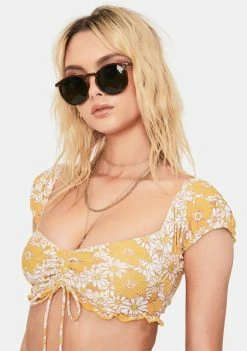 Power 2 The Flower Daisy Lottie Peasant Bikini Top Swim