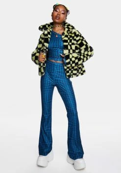 Another Girl Gene Wavy Check Flared Pants