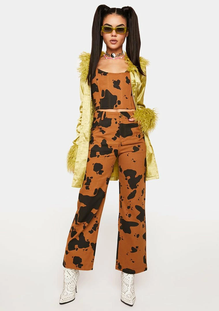 Discount π Pretty Garbage Cow Print Denim Pants High Waisted π Jeans β€οΈ 5 Pretty Garbage Cow Print Denim Pants High Waisted Jeans