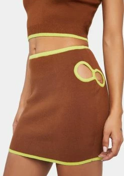 Another Girl Contrast Binding Knit Skirt