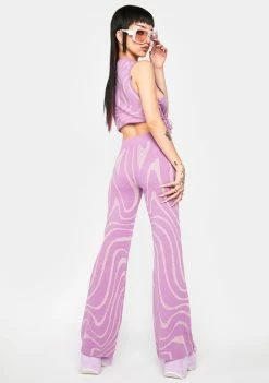 Another Girl Trousers Lurex Swirl Flare Pants
