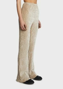 Pretty Garbage Beige Plisse Knit Flare Pants