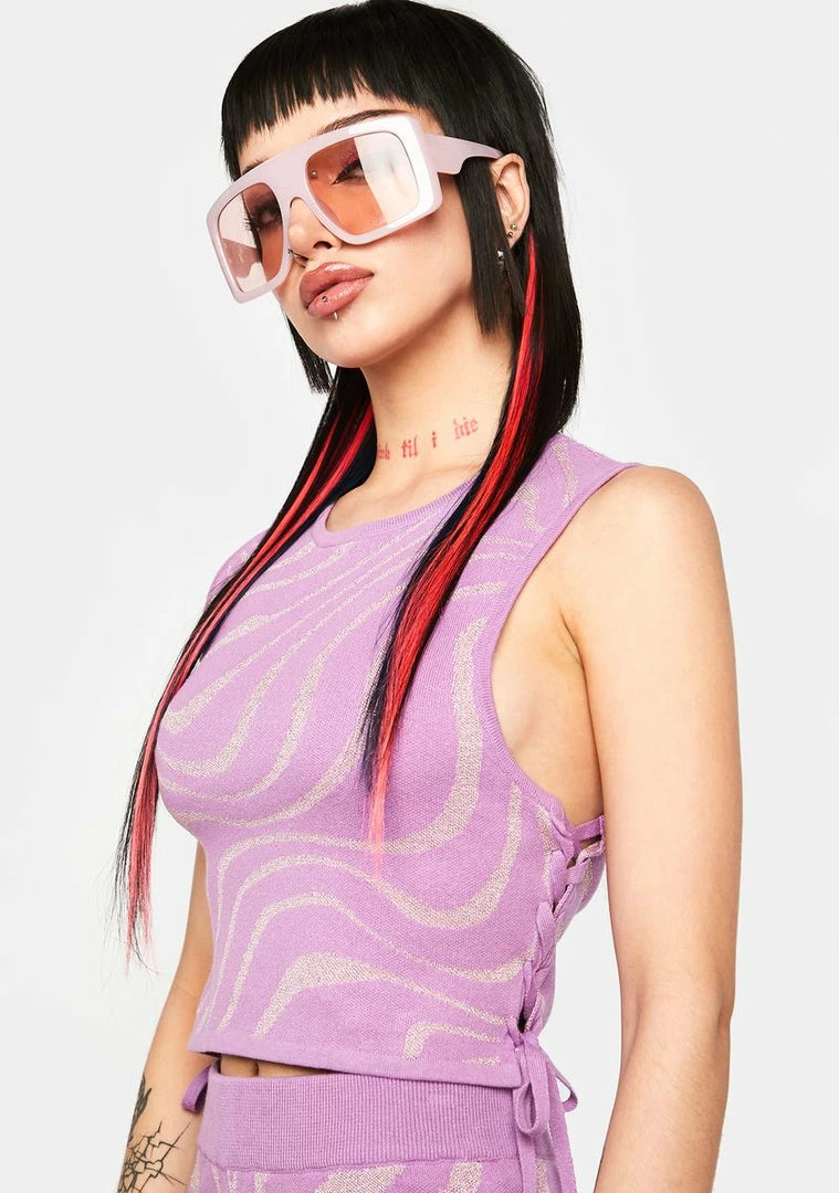 Wholesale β€οΈ Another Girl Lurex Swirl Tie Side Knit Top Tank Crop Top π 4 Another Girl Lurex Swirl Tie Side Knit Top Tank Crop Top