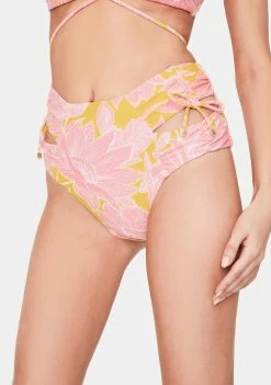 Power 2 The Flower Golden Fleur Anna Ruched Side Bikini Bottoms