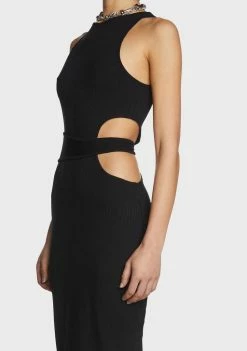 Pretty Garbage Dresses Cut Out Ribbed Knit Midi Dress