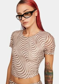Pretty Garbage Swirl Print Mesh Baby Tee