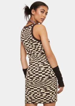 Coupon βοΈ Pretty Garbage Checkered Print Sleeveless Sweater Mini π Dress π 9 Pretty Garbage Checkered Print Sleeveless Sweater Mini Dress
