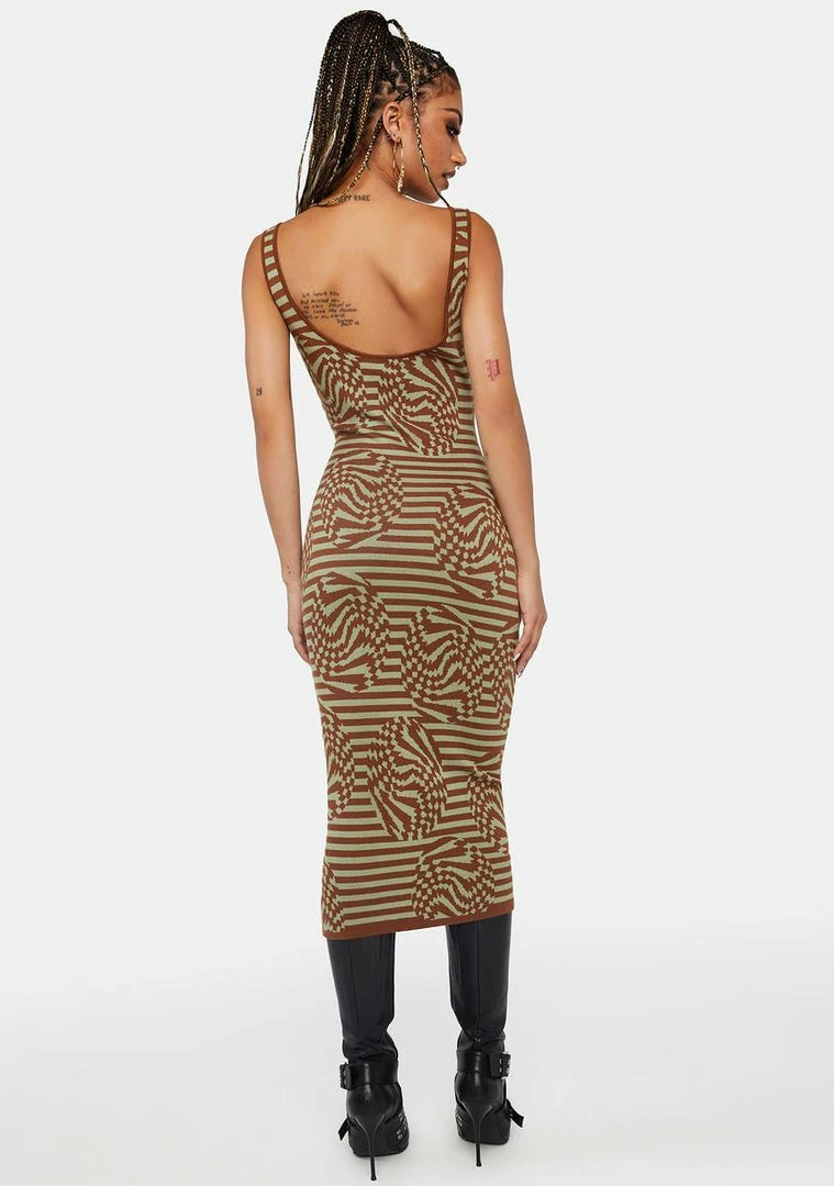 New β Another Girl Celeste Optical Stripe Knit Midi π Dress π 6 Another Girl Celeste Optical Stripe Knit Midi Dress